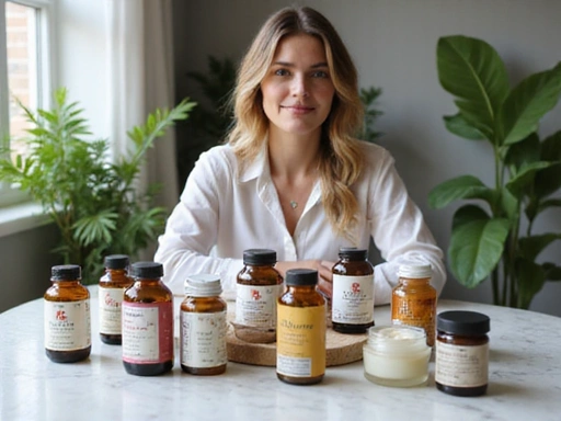 Healthy lifestyle with natural supplements and skincare products